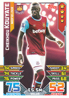 Cheikhou Kouyate West Ham United 2015/16 Topps Match Attax #354